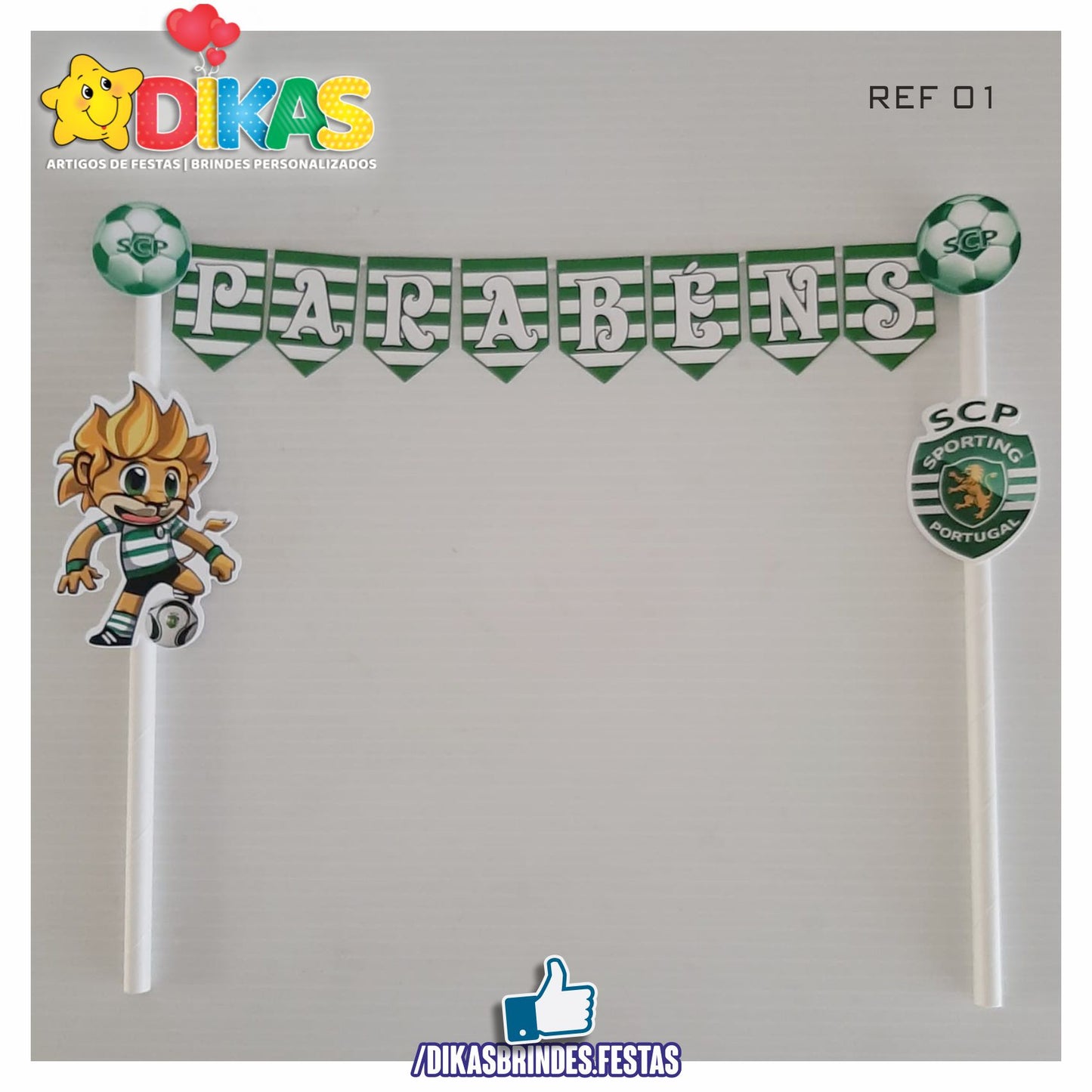 BANDEIRINHA DECORATIVA PARA BOLO - FUTEBOL SPORTING