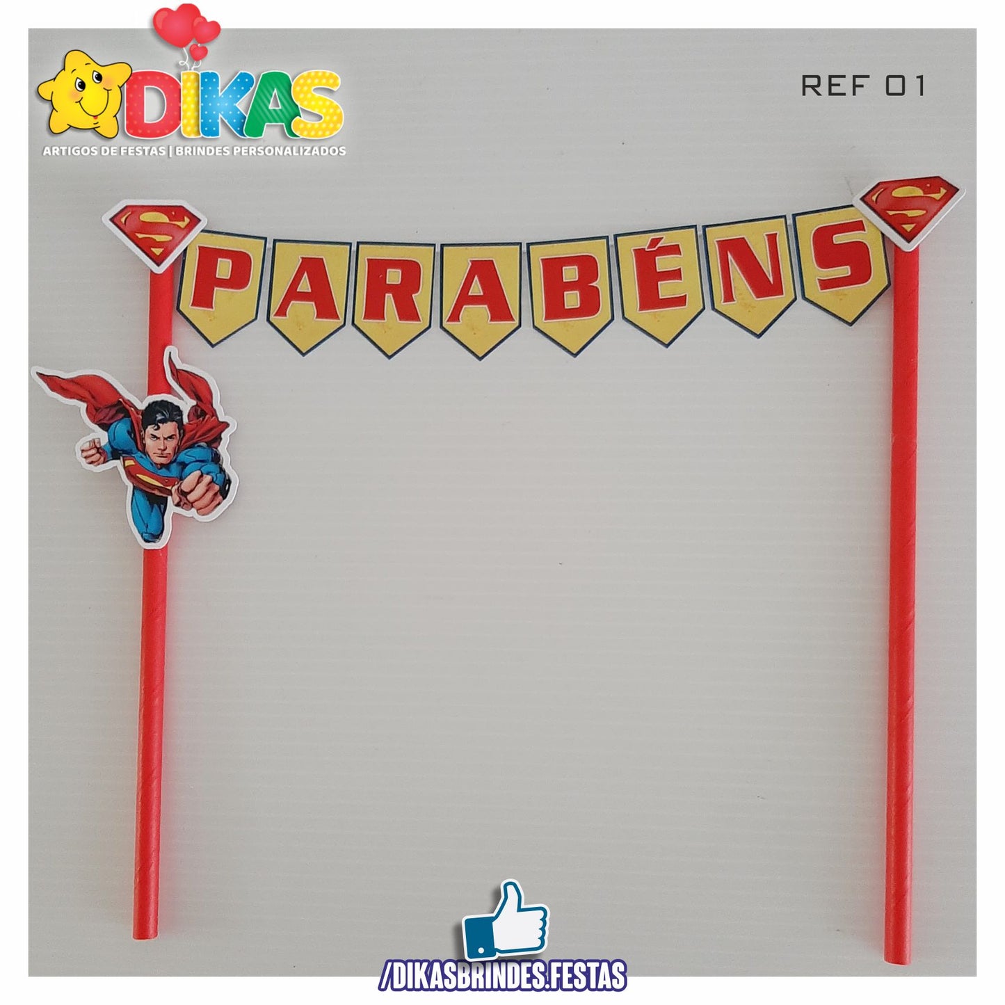 BANDEIRINHA DECORATIVA PARA BOLO - SUPER HOMEM