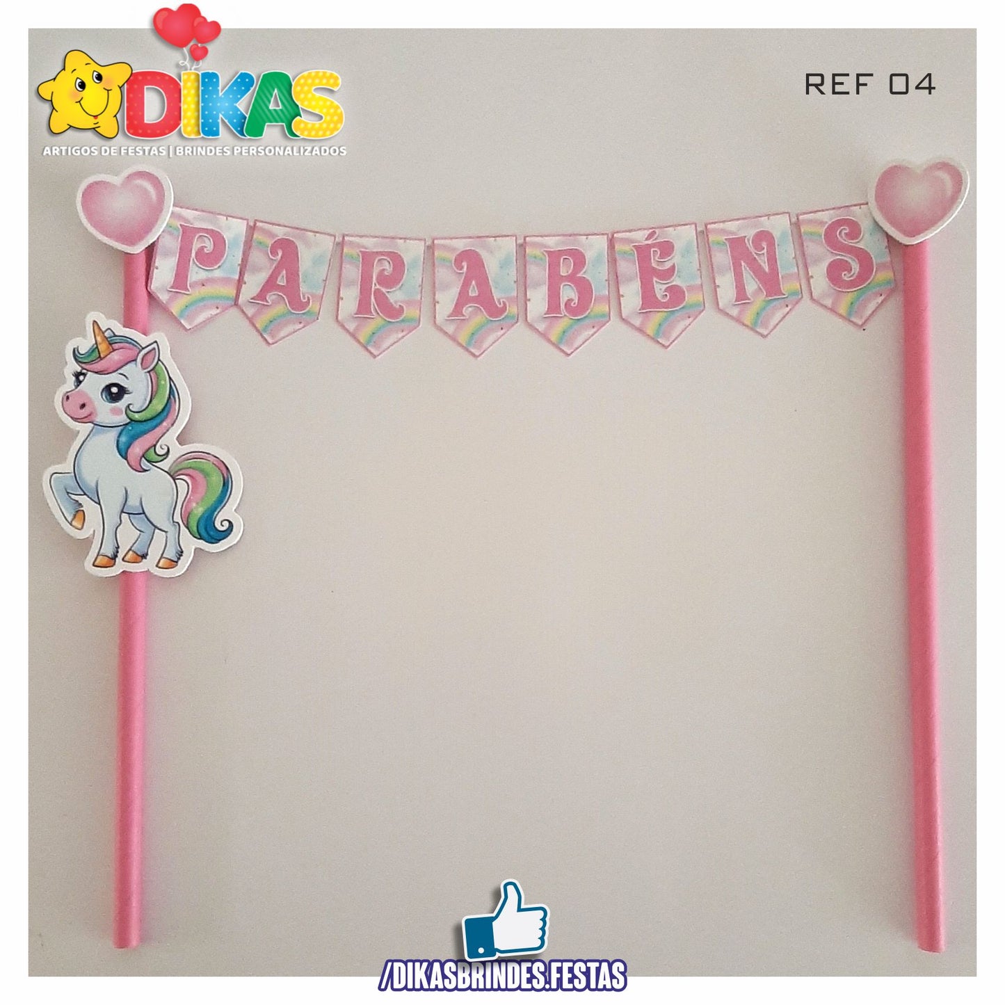 BANDEIRINHA DECORATIVA PARA BOLO - UNICÓRNIO