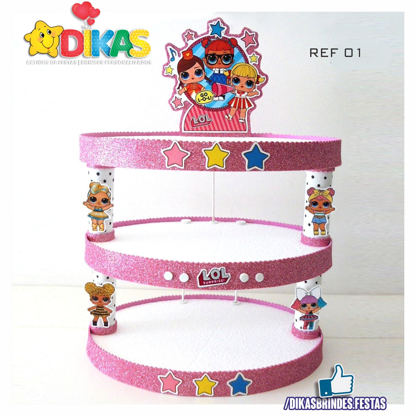 SUPORTE ARTESANAL C/ 3 BANDEJAS - LOL