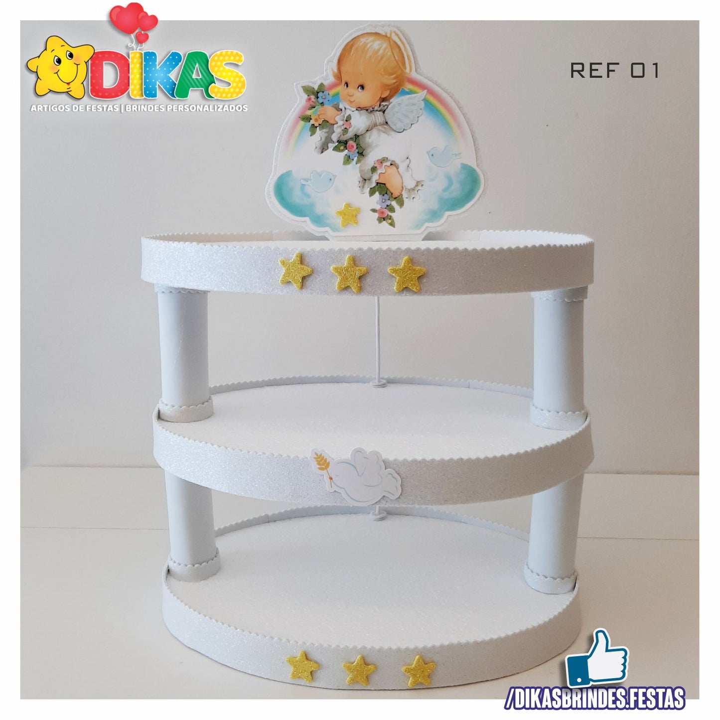 SUPORTE ARTESANAL C/ 3 BANDEJAS - BATIZADO