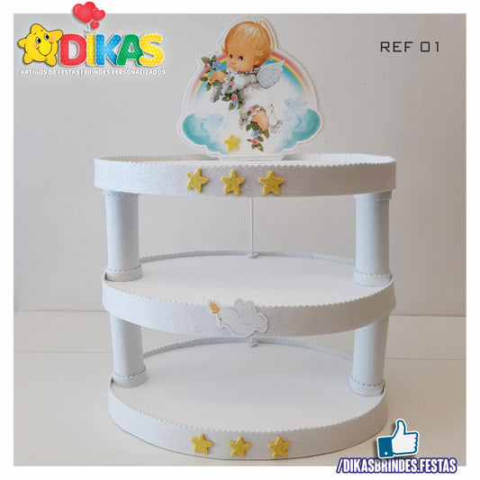 SUPORTE ARTESANAL C/ 3 BANDEJAS - BATIZADO
