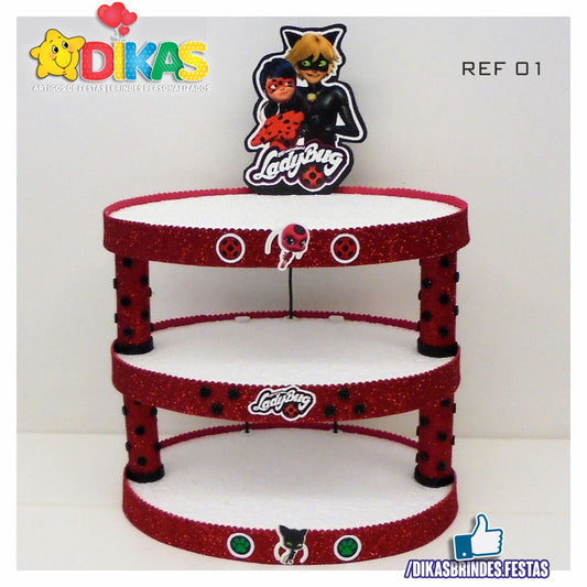 SUPORTE ARTESANAL C/ 3 BANDEJAS - LADYBUG