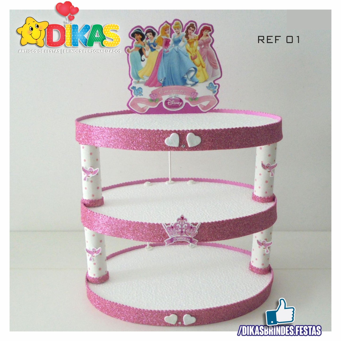 SUPORTE ARTESANAL C/ 3 BANDEJAS - PRINCESAS DISNEY