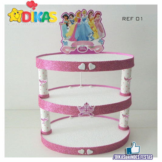 SUPORTE ARTESANAL C/ 3 BANDEJAS - PRINCESAS DISNEY