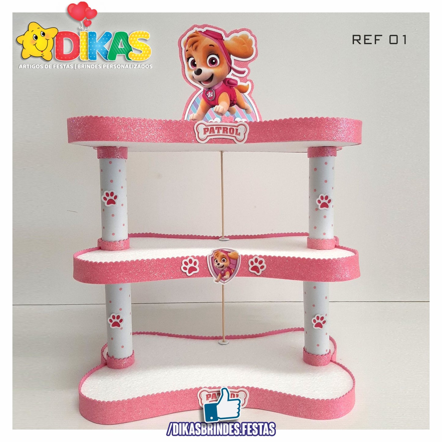 SUPORTE ARTESANAL C/ 3 BANDEJAS - PATRULHA PATA SKYE