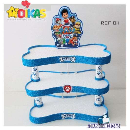 SUPORTE ARTESANAL C/ 3 BANDEJAS - PATRULHA PATA