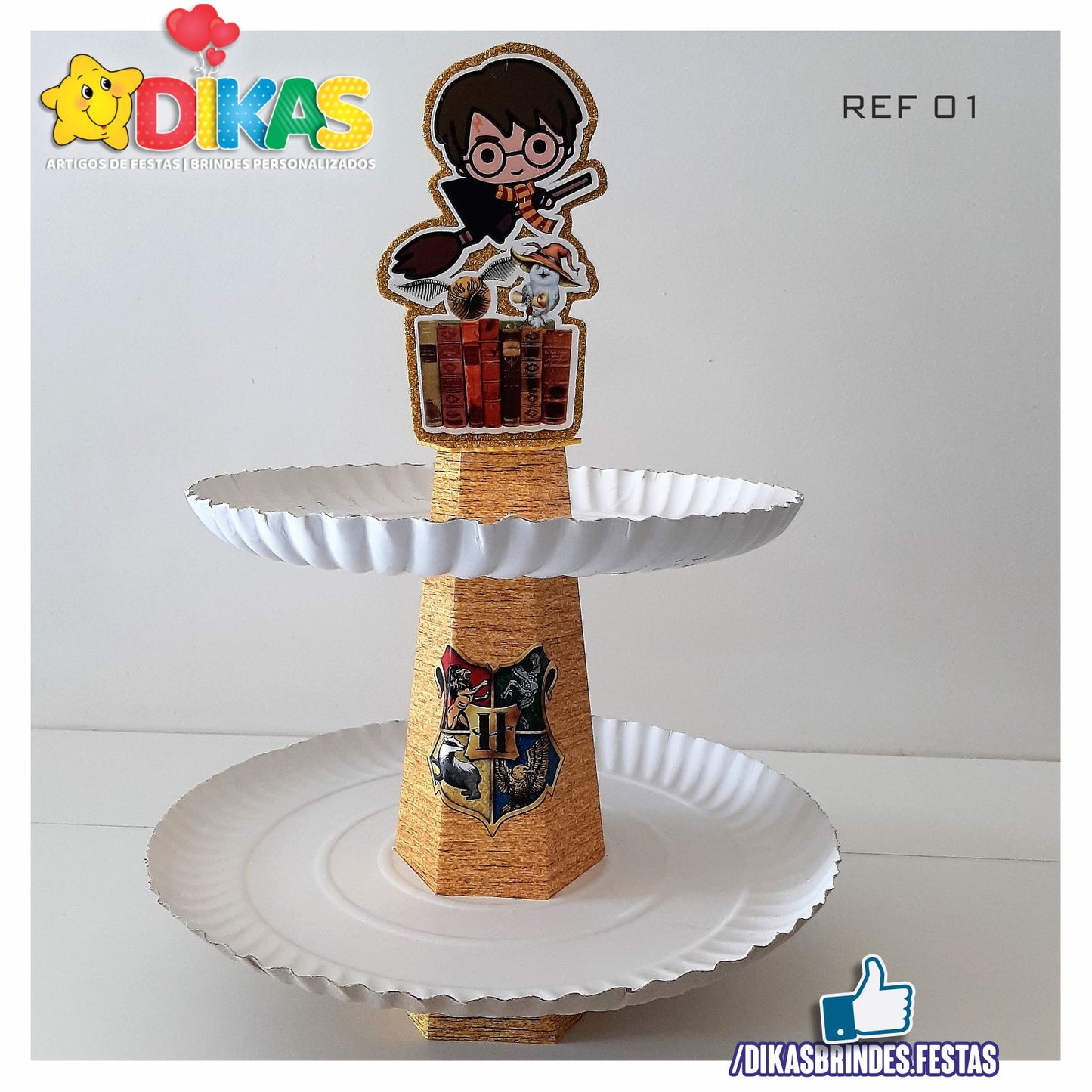 SUPORTE ARTESANAL C/ 2 PRATOS - HARRY POTTER