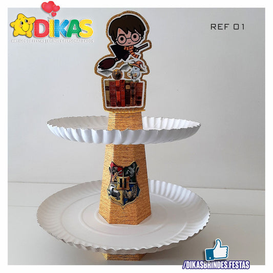 SUPORTE ARTESANAL C/ 2 PRATOS - HARRY POTTER