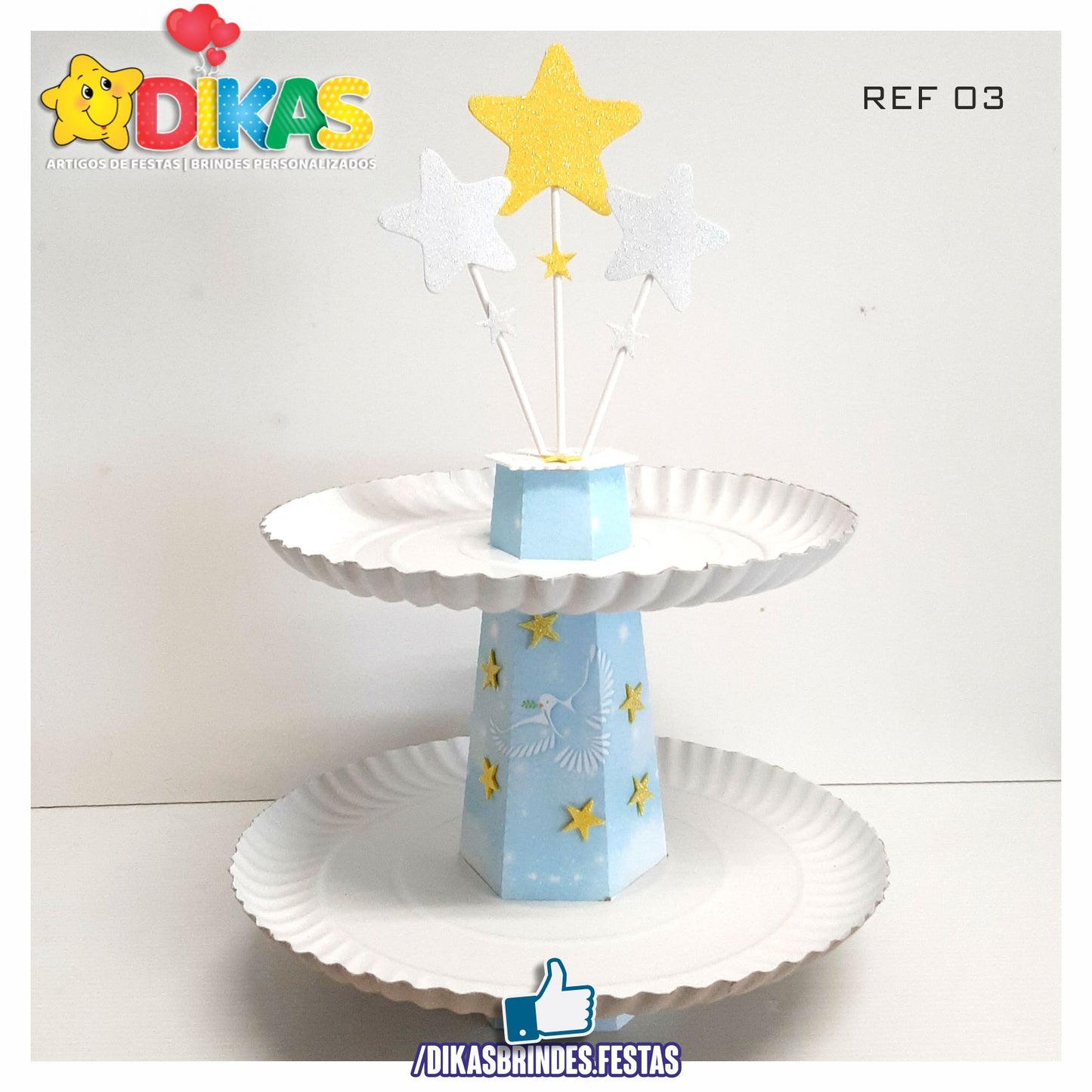 SUPORTE ARTESANAL C/ 2 PRATOS - BATIZADO