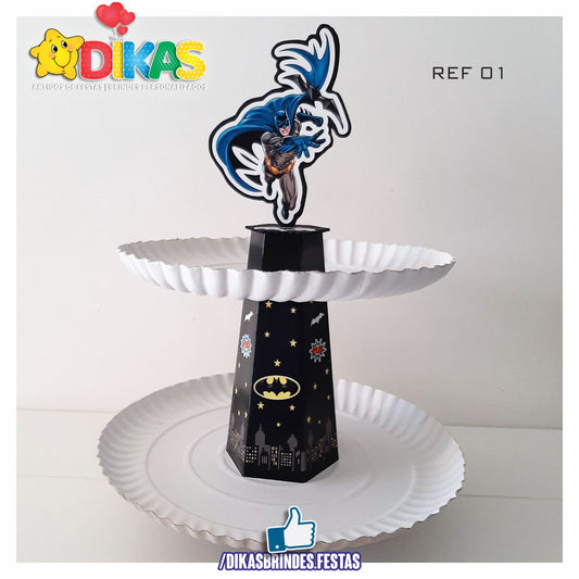 SUPORTE ARTESANAL C/ 2 PRATOS - BATMAN