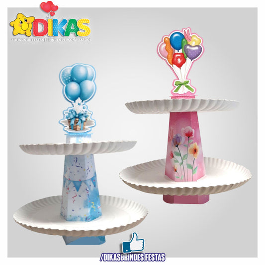 SUPORTE ARTESANAL C/ 2 PRATOS - BEBÉ