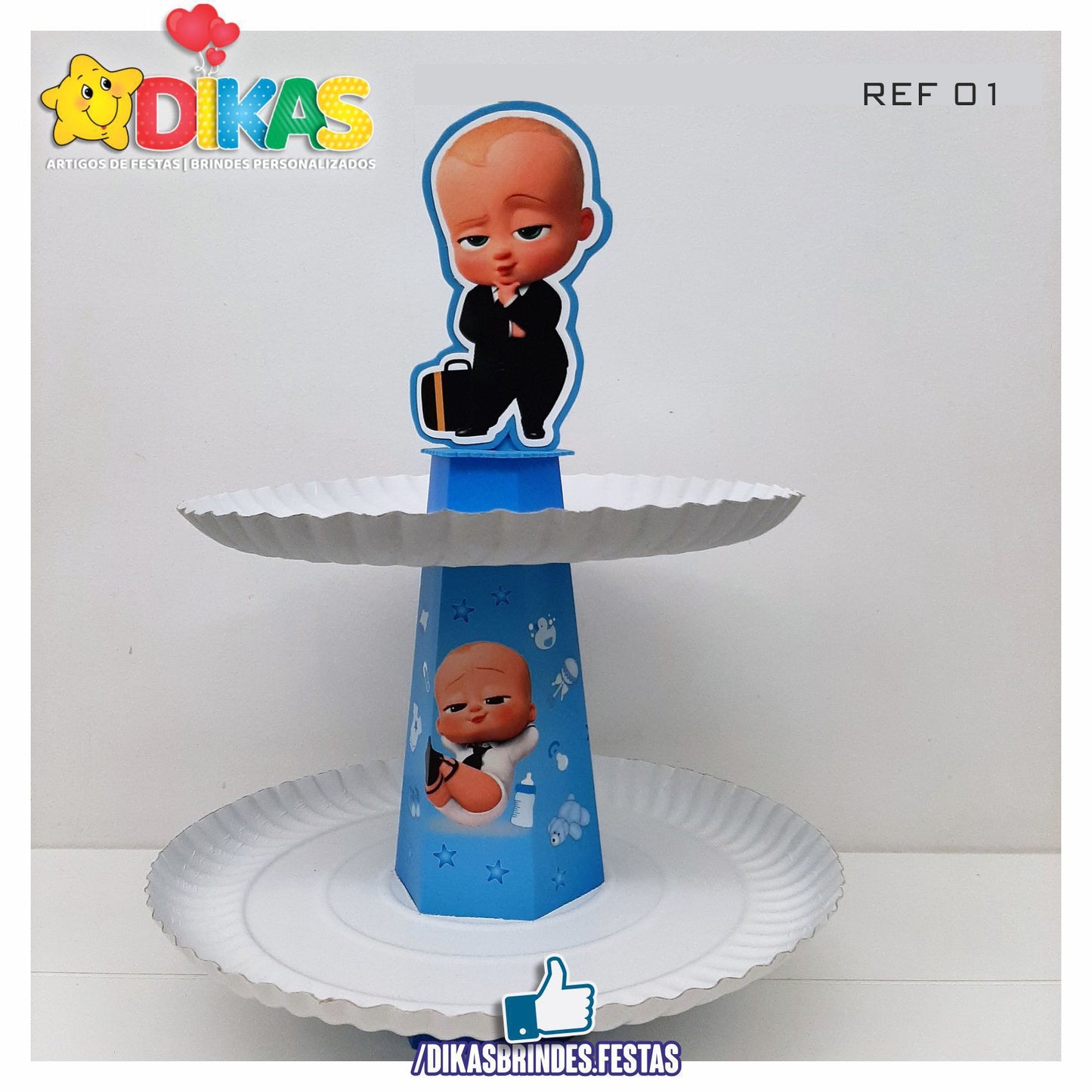 SUPORTE ARTESANAL C/ 2 PRATOS - BOSS BABY