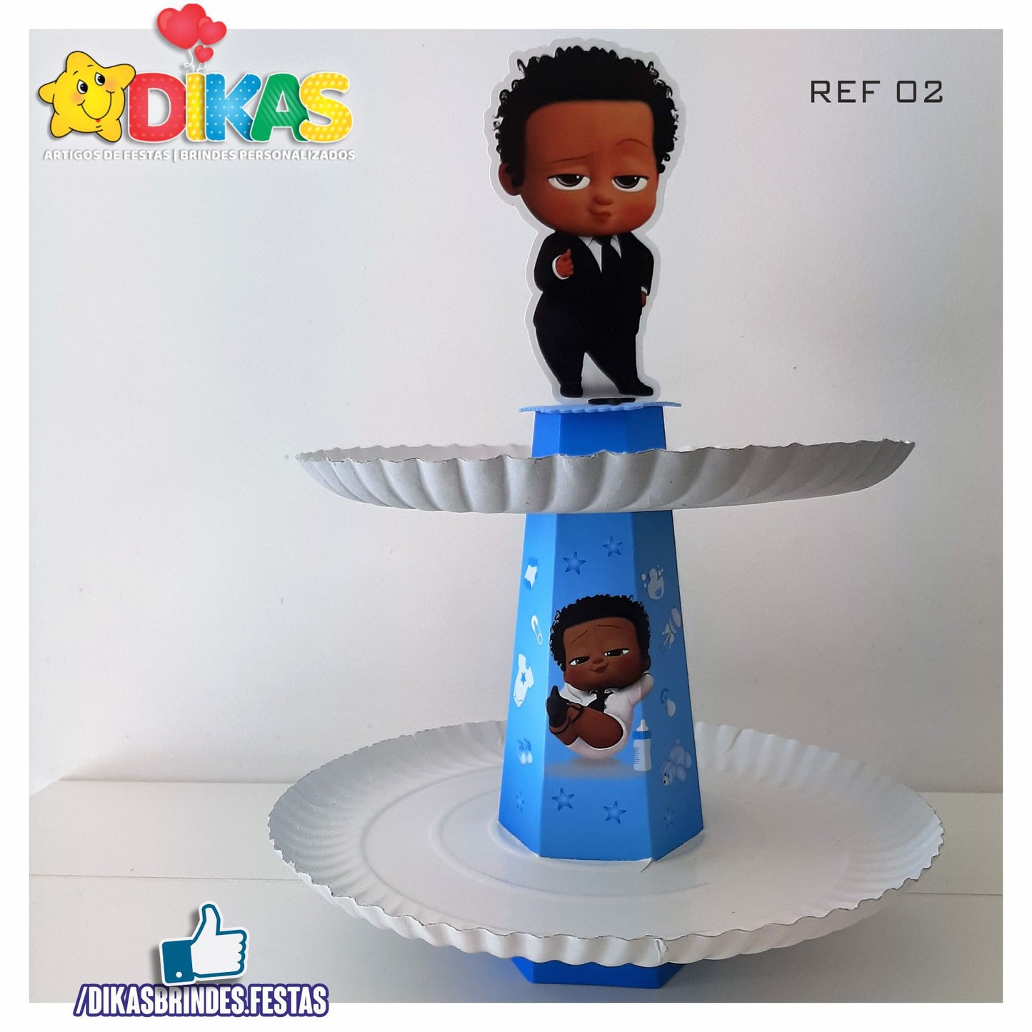 SUPORTE ARTESANAL C/ 2 PRATOS - BOSS BABY
