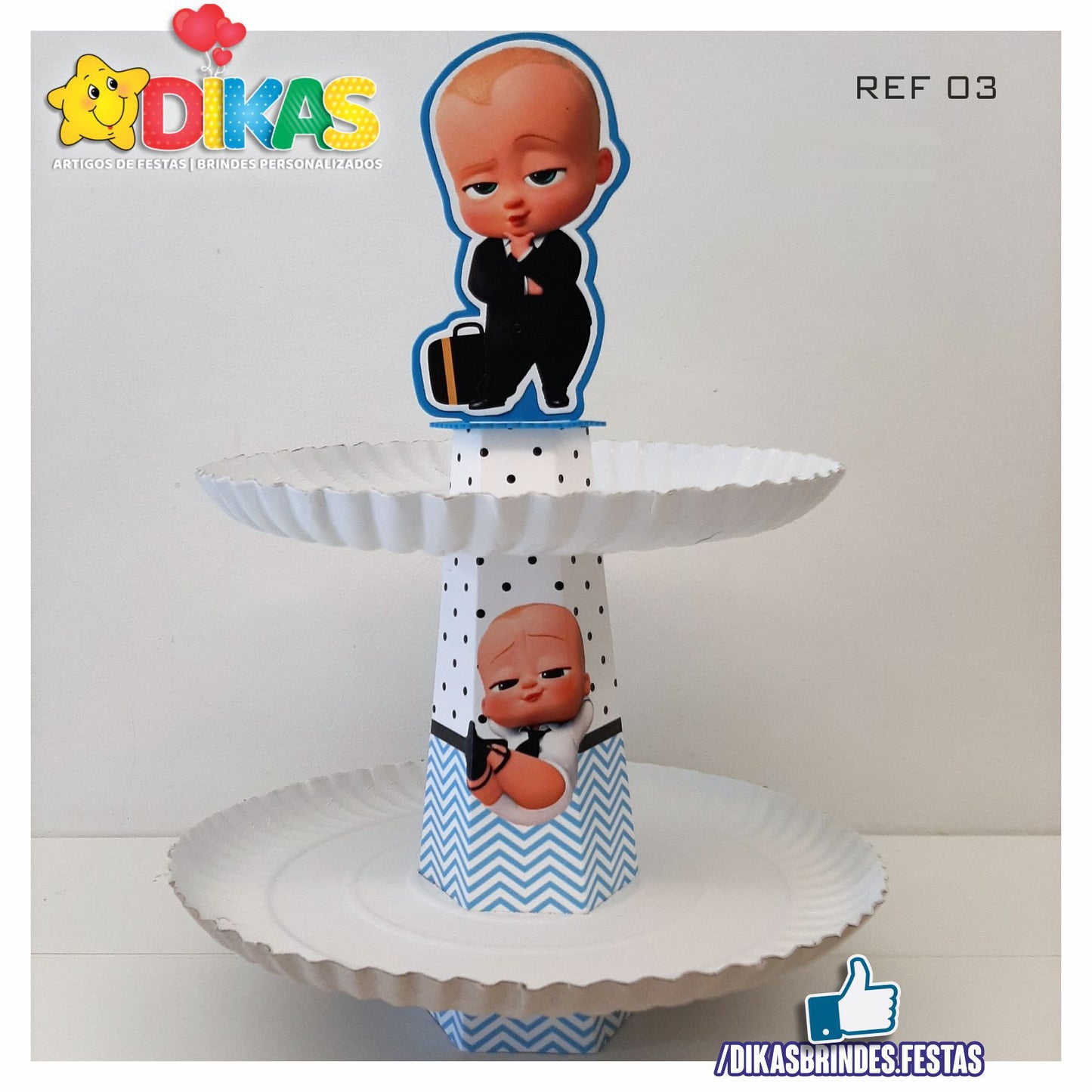SUPORTE ARTESANAL C/ 2 PRATOS - BOSS BABY