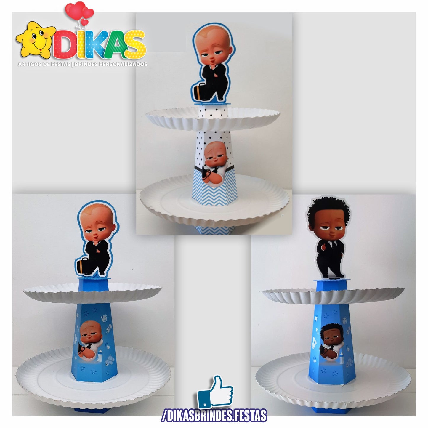 SUPORTE ARTESANAL C/ 2 PRATOS - BOSS BABY
