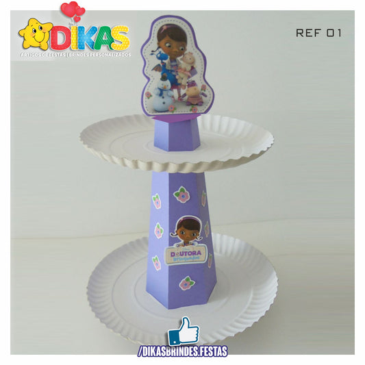 SUPORTE ARTESANAL C/ 2 PRATOS - DOUTORA BRINQUEDOS