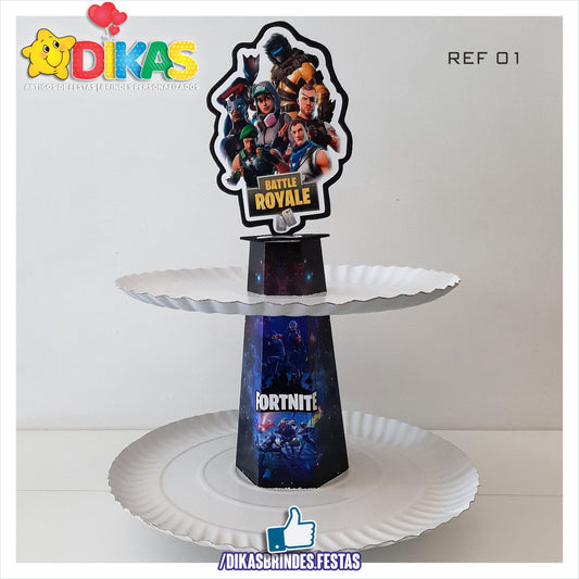 SUPORTE ARTESANAL C/ 2 PRATOS - FORTNITE