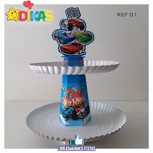 SUPORTE ARTESANAL C/ 2 PRATOS - HOTWHEELS