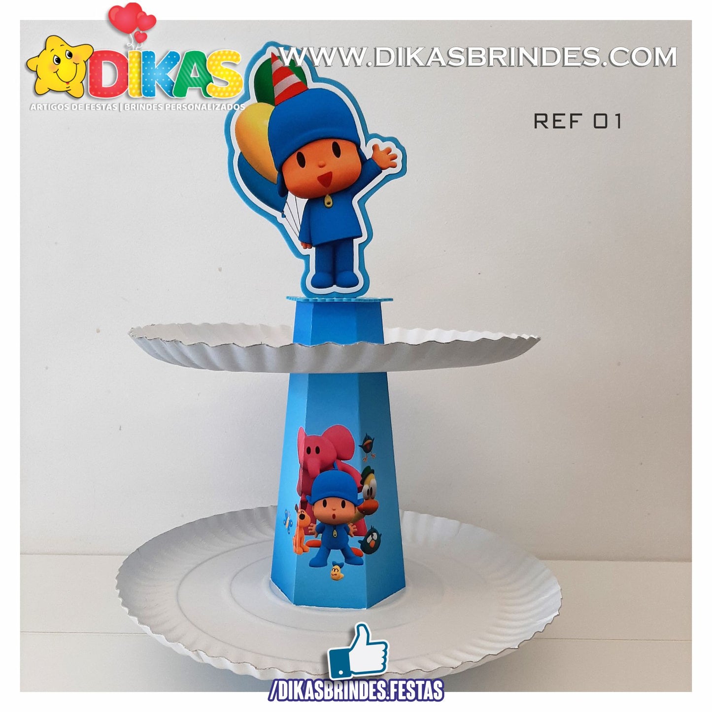 SUPORTE ARTESANAL C/ 2 PRATOS - POCOYO