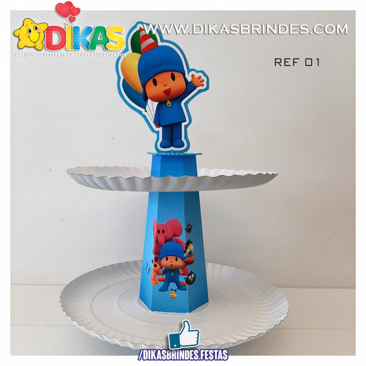 SUPORTE ARTESANAL C/ 2 PRATOS - POCOYO