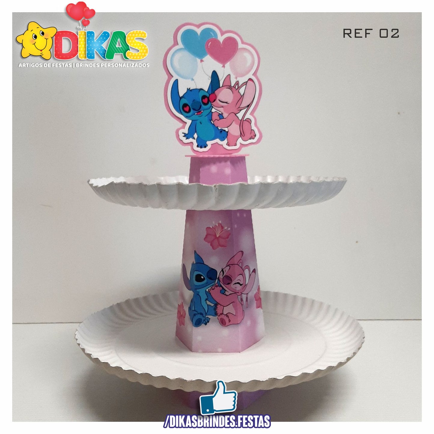 SUPORTE ARTESANAL C/ 2 PRATOS - STITCH