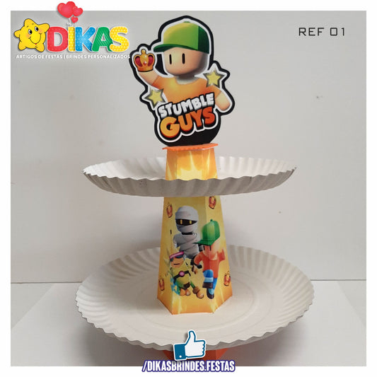 SUPORTE ARTESANAL C/ 2 PRATOS - STUMBLE GUYS