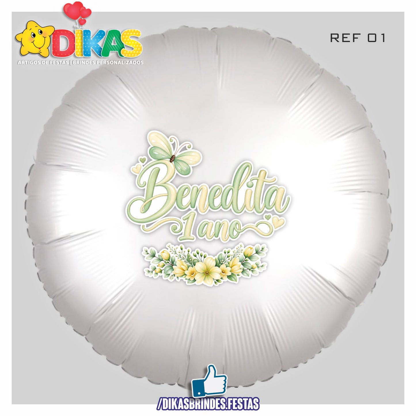 BALÃO FOIL PERSONALIZADO - BORBOLETA / JARDIM ENCANTADO