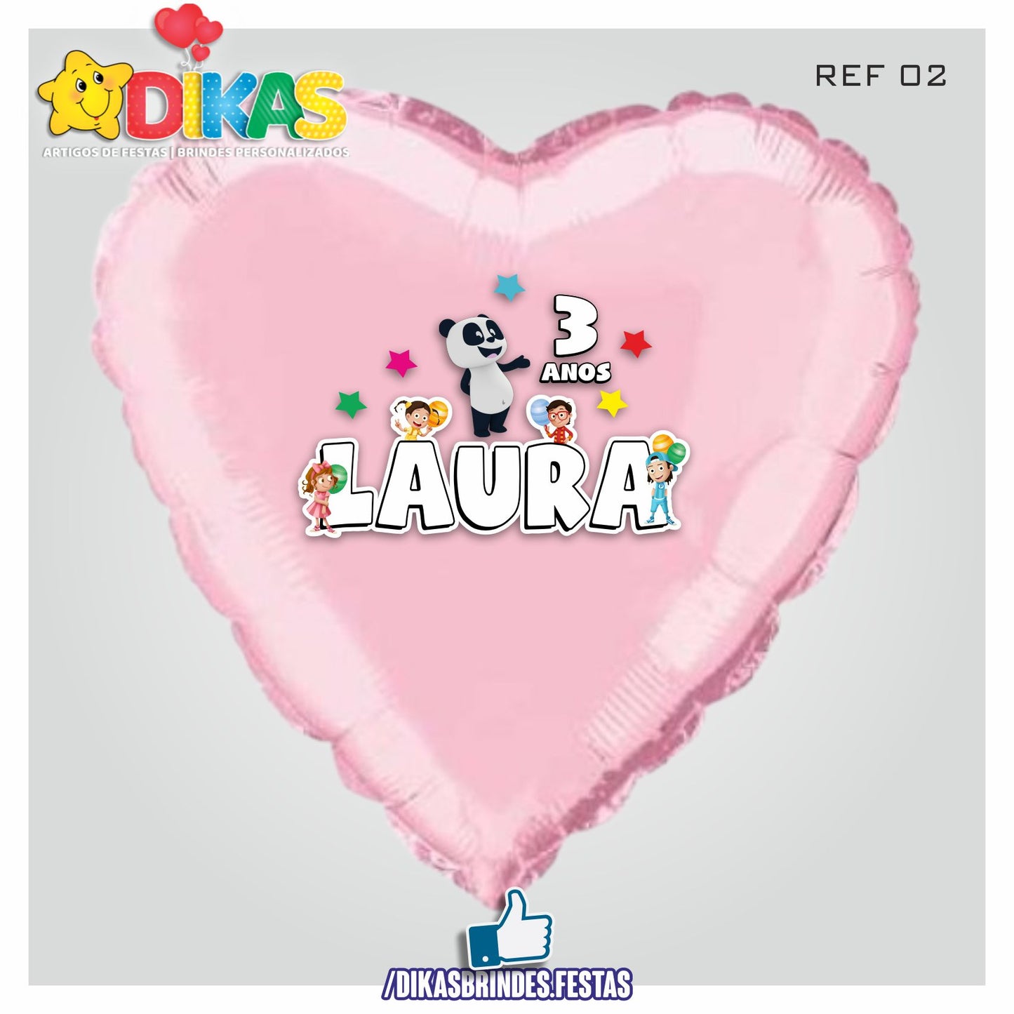 BALÃO FOIL PERSONALIZADO - PANDA E OS CARICAS