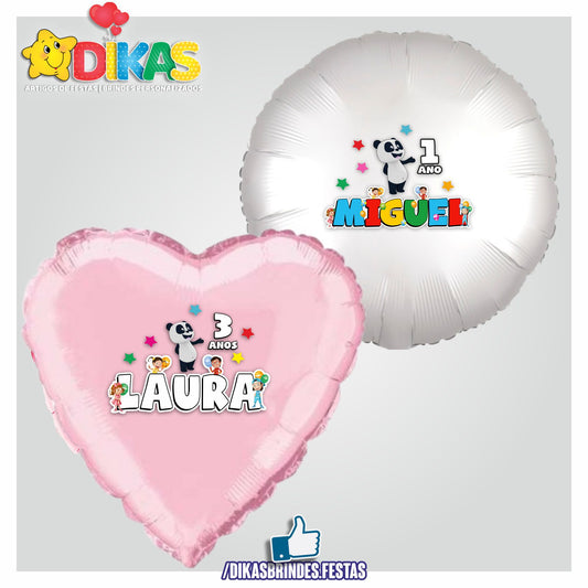 BALÃO FOIL PERSONALIZADO - PANDA E OS CARICAS