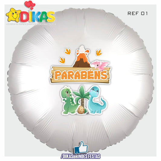 BALÃO FOIL TEMA/PARABÉNS - DINOSSAUROS