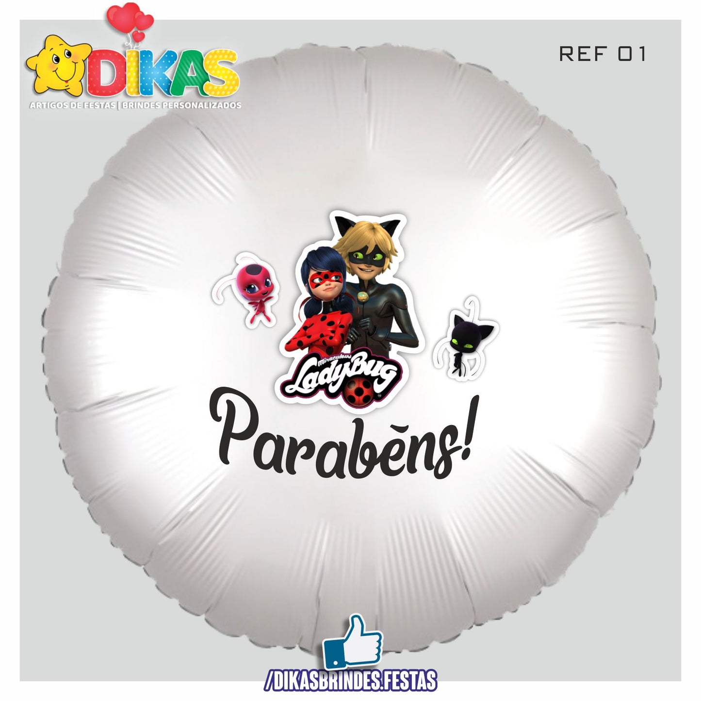 BALÃO FOIL TEMA/PARABÉNS - LADYBUG