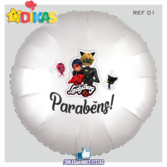 BALÃO FOIL TEMA/PARABÉNS - LADYBUG