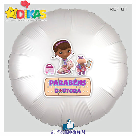 BALÃO FOIL TEMA/PARABÉNS - DOUTORA BRINQUEDOS