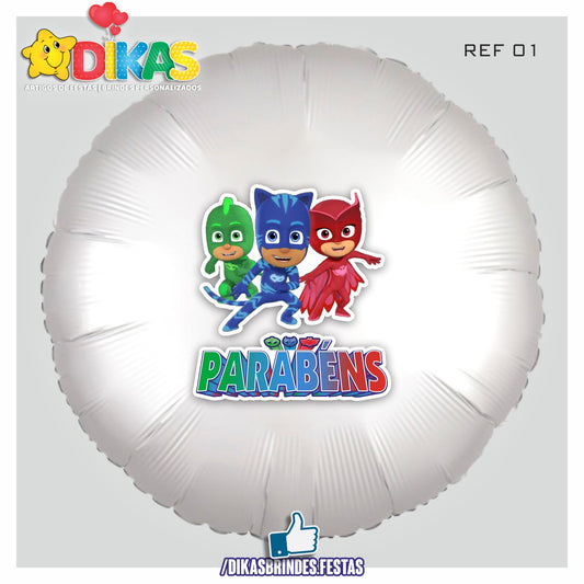 BALÃO FOIL TEMA/PARABÉNS - PJMASKS