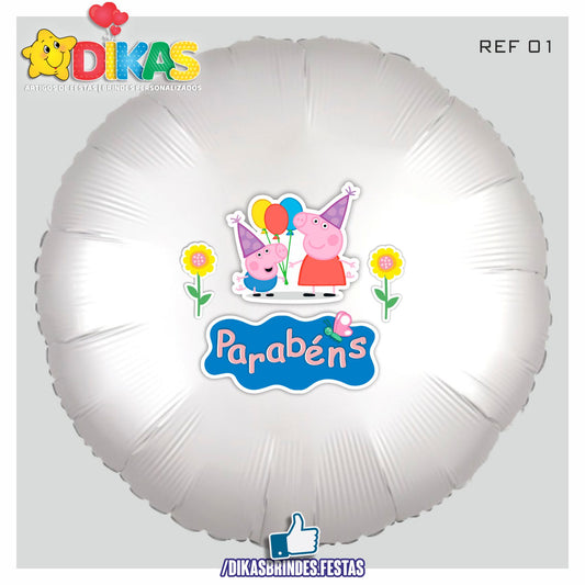 BALÃO FOIL TEMA/PARABÉNS - PORQUINHA PEPPA