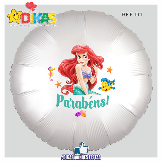 BALÃO FOIL TEMA/PARABÉNS - PEQUENA SEREIA
