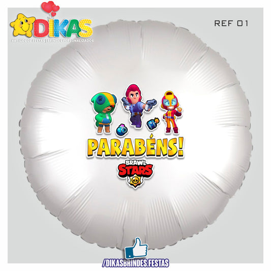 BALÃO FOIL TEMA/PARABÉNS - BRAWL STARS