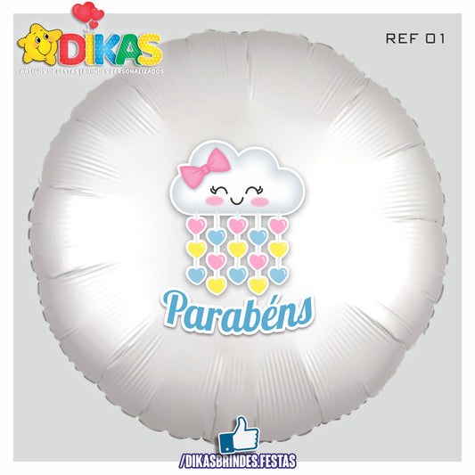 BALÃO FOIL TEMA/PARABÉNS - CHUVA DE AMOR