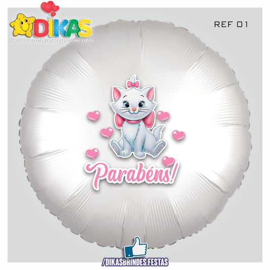 BALÃO FOIL TEMA/PARABÉNS - GATA MARIE