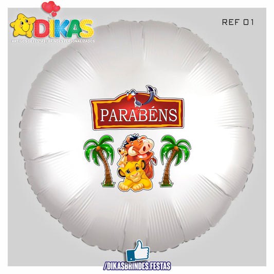 BALÃO FOIL TEMA/PARABÉNS - REI LEÃO