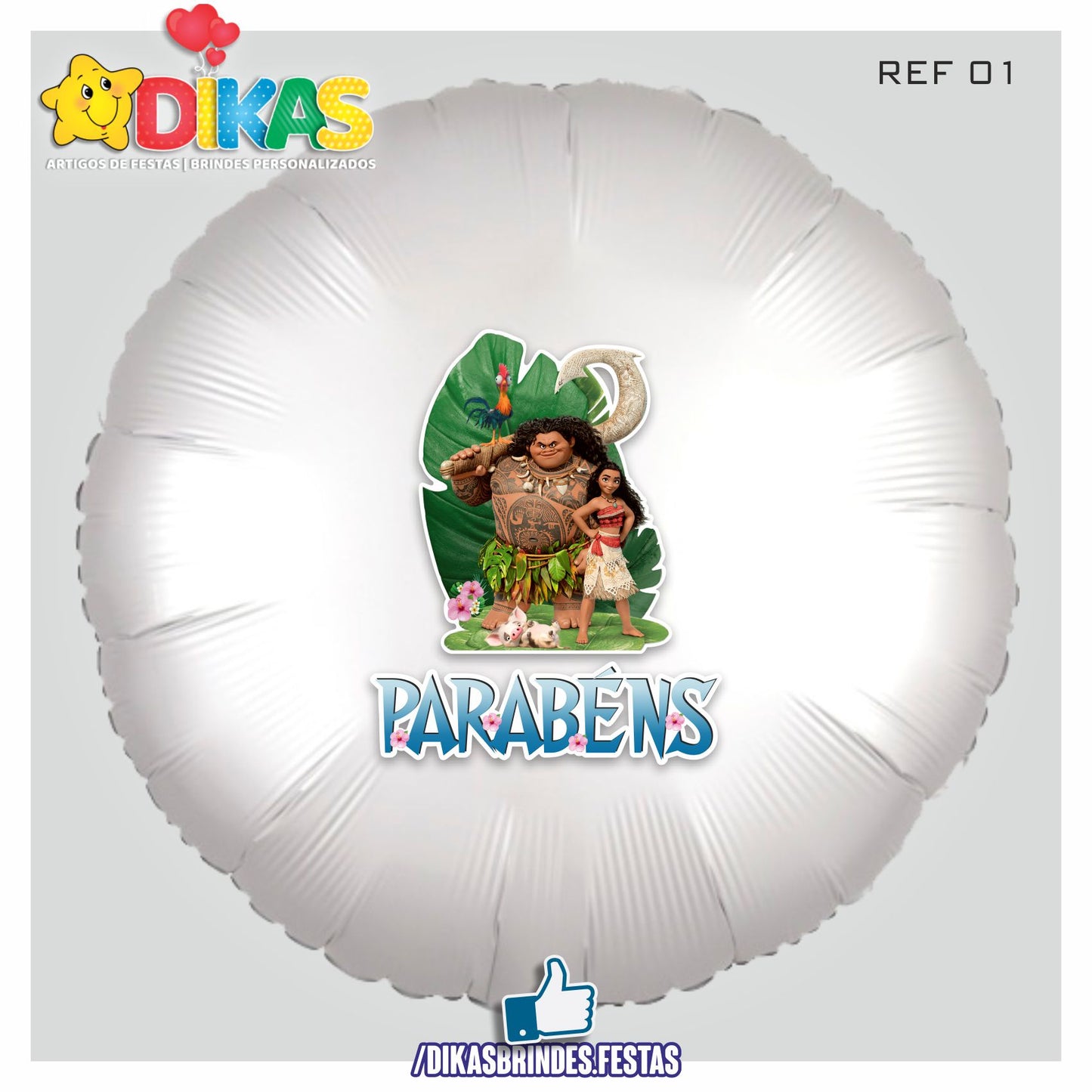 BALÃO FOIL TEMA/PARABÉNS - VAIANA