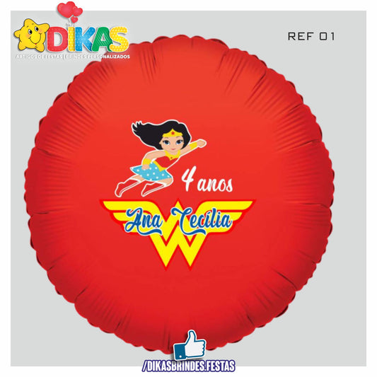 BALÃO FOIL PERSONALIZADO - MULHER MARAVILHA
