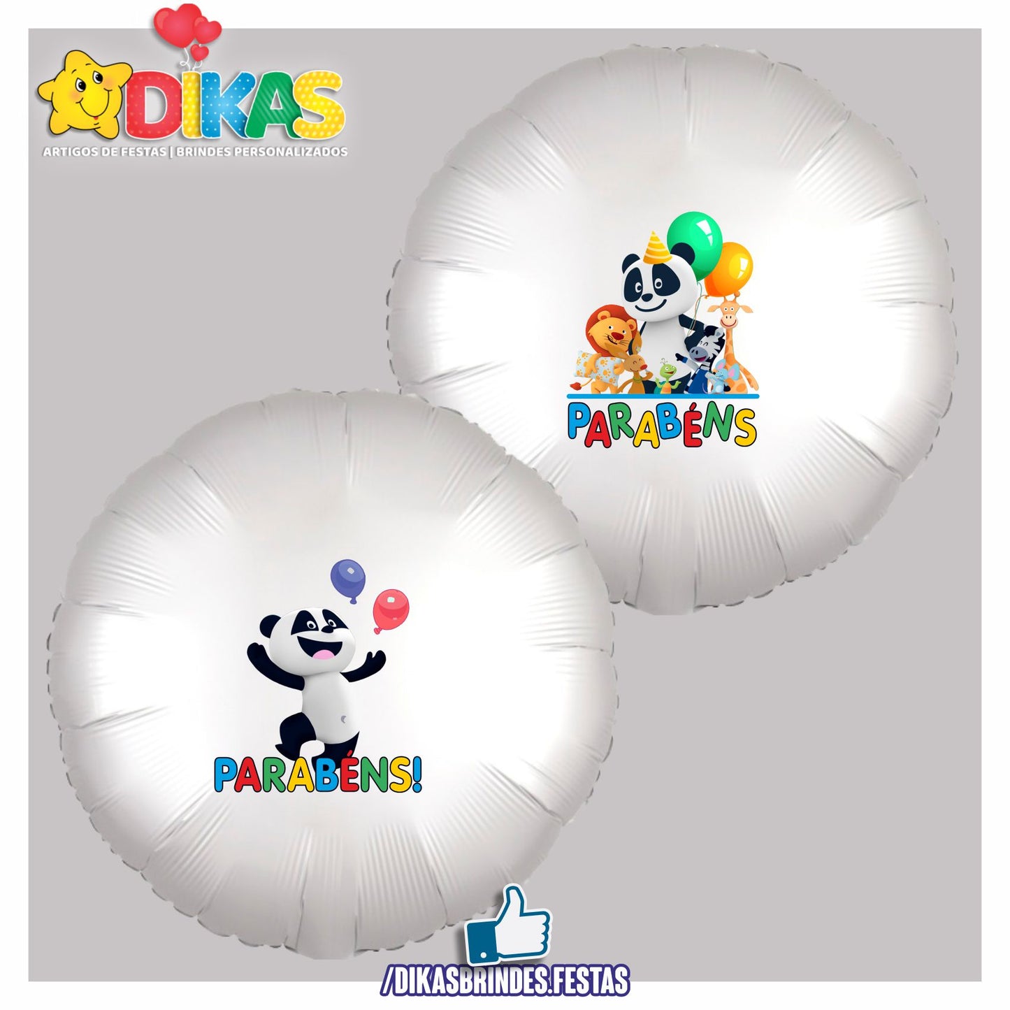 BALÃO FOIL TEMA/PARABÉNS - PANDA E OS AMIGOS