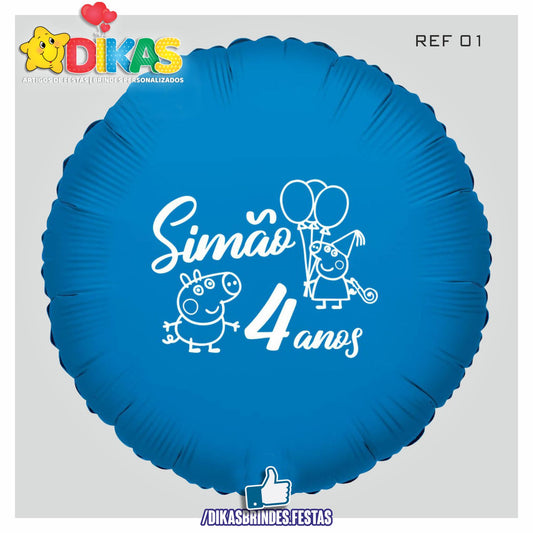 BALÃO FOIL PERSONALIZADO - PORQUINHA PEPPA