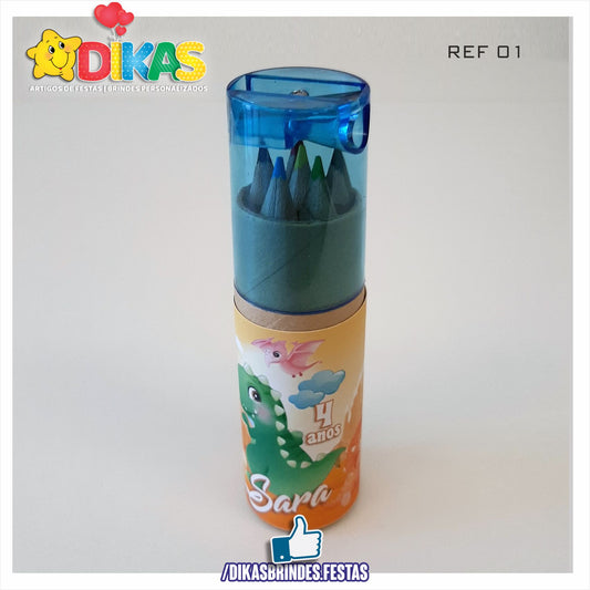 ESTOJO PERSONALIZADO LÁPIS E AFIA - DINOSSAUROS