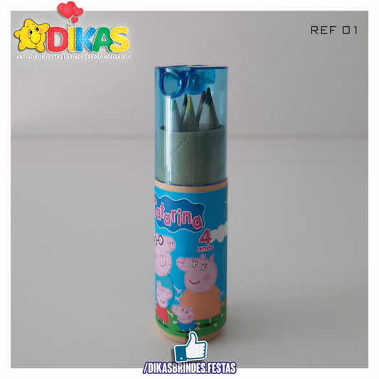 ESTOJO PERSONALIZADO LÁPIS E AFIA - PORQUINHA PEPPA