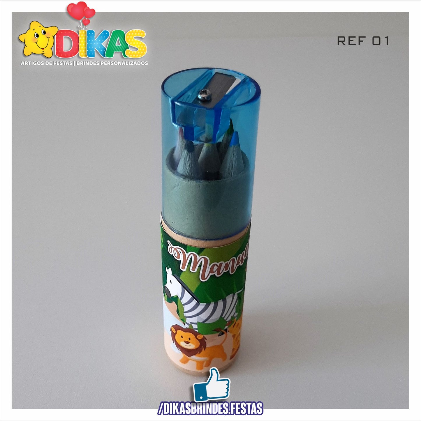 ESTOJO PERSONALIZADO LÁPIS E AFIA - ANIMAIS DA SELVA