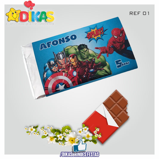 TABLET CHOCOLATE 20G PERSONALIZADO - AVENGERS