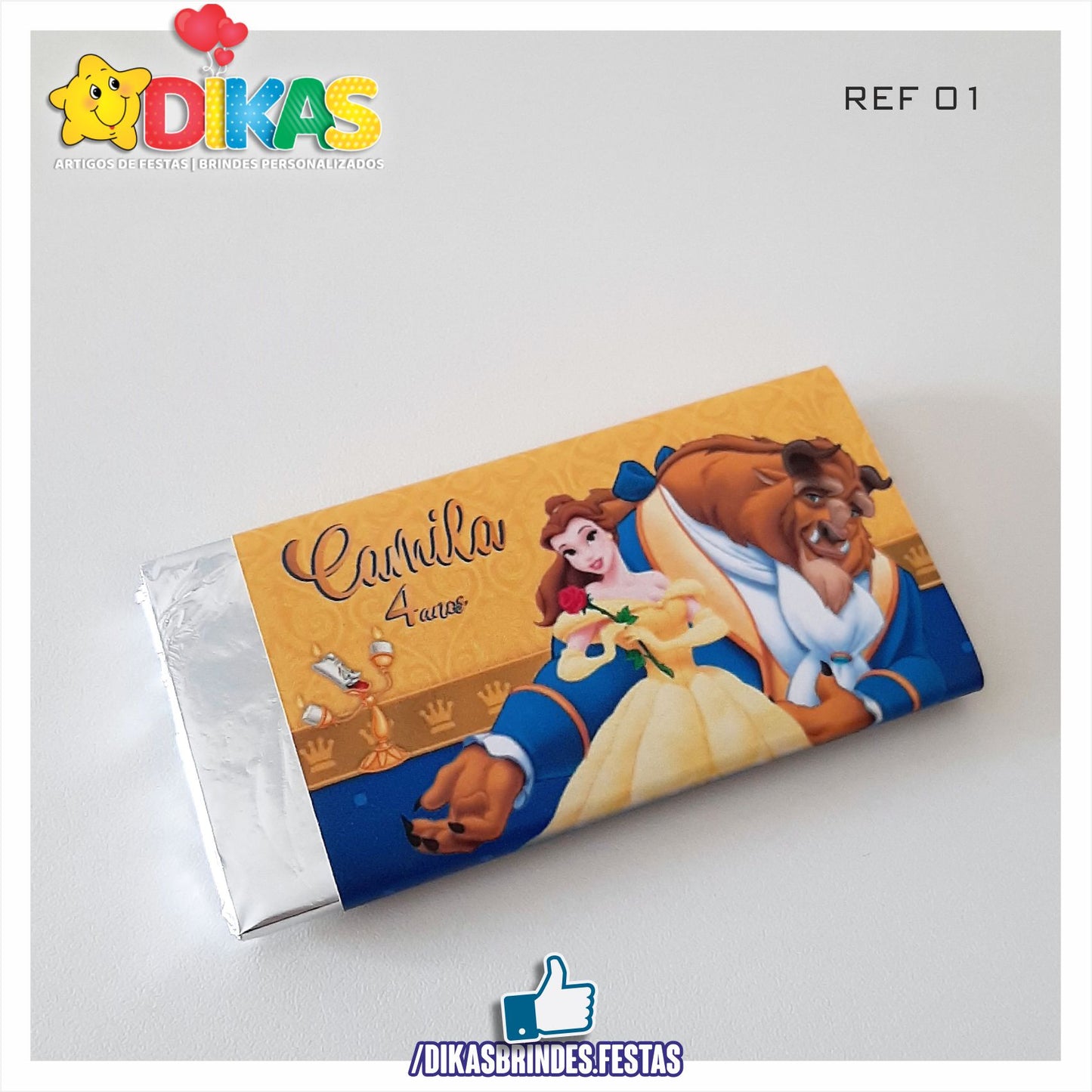 TABLET CHOCOLATE 20G PERSONALIZADO - A BELA E A FERA